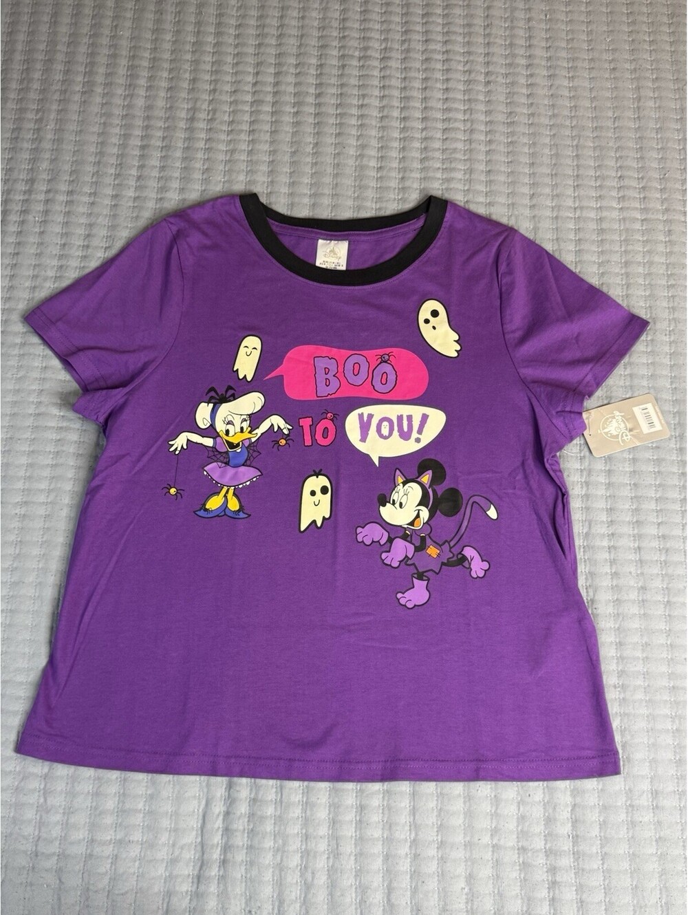 Disney Boo To You Minnie Daisy Halloween T Shirt Purple Tee Women Large